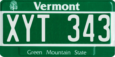 VT license plate XYT343
