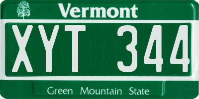VT license plate XYT344