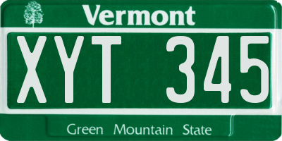 VT license plate XYT345
