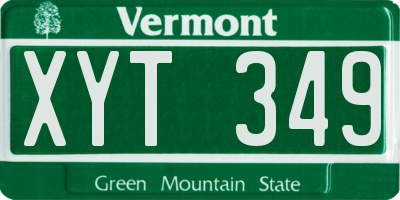 VT license plate XYT349