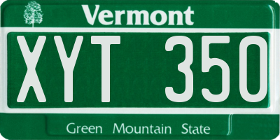 VT license plate XYT350