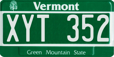 VT license plate XYT352