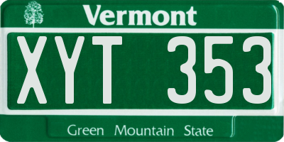 VT license plate XYT353