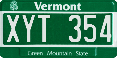 VT license plate XYT354