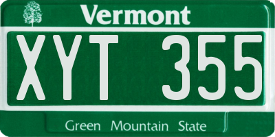 VT license plate XYT355