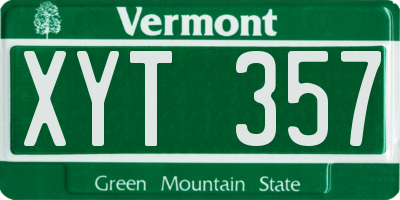 VT license plate XYT357