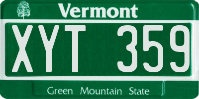 VT license plate XYT359