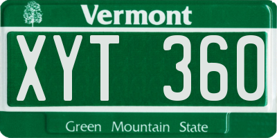VT license plate XYT360