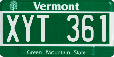 VT license plate XYT361