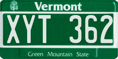 VT license plate XYT362