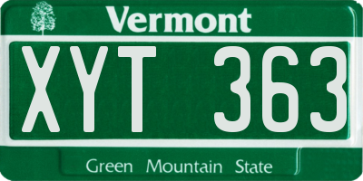 VT license plate XYT363