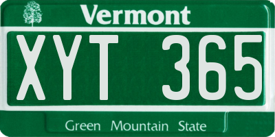 VT license plate XYT365