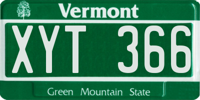 VT license plate XYT366