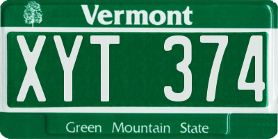 VT license plate XYT374