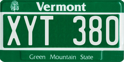 VT license plate XYT380