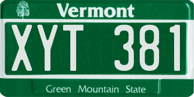 VT license plate XYT381