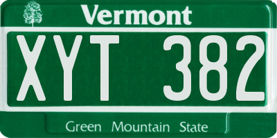 VT license plate XYT382