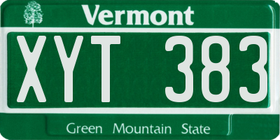 VT license plate XYT383