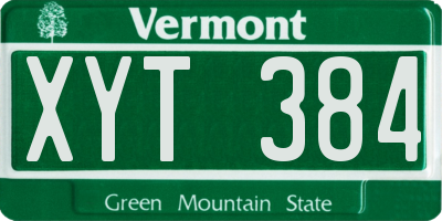 VT license plate XYT384