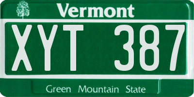 VT license plate XYT387