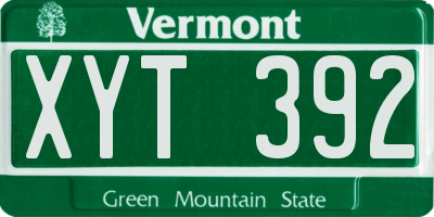 VT license plate XYT392