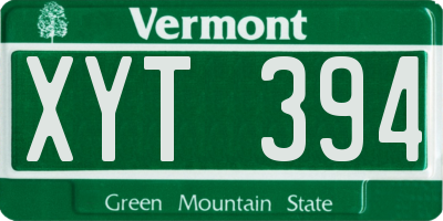 VT license plate XYT394
