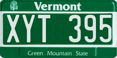 VT license plate XYT395