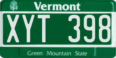 VT license plate XYT398