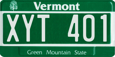 VT license plate XYT401