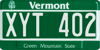 VT license plate XYT402