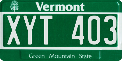 VT license plate XYT403