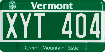 VT license plate XYT404