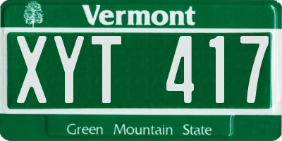 VT license plate XYT417