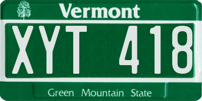 VT license plate XYT418
