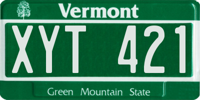 VT license plate XYT421