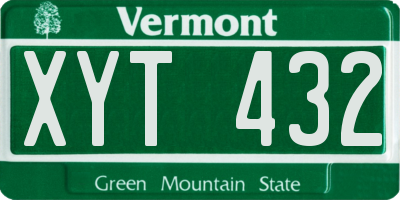 VT license plate XYT432