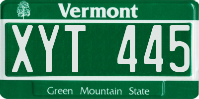 VT license plate XYT445