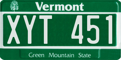VT license plate XYT451