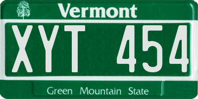 VT license plate XYT454