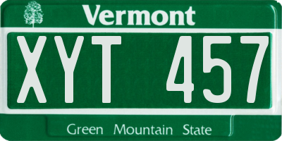 VT license plate XYT457