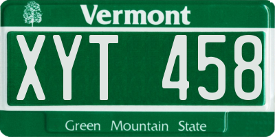 VT license plate XYT458