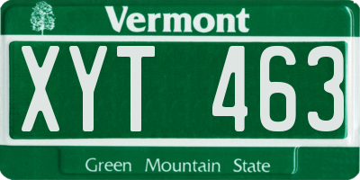 VT license plate XYT463