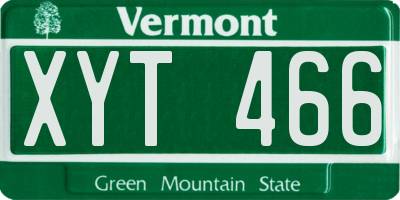 VT license plate XYT466