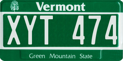 VT license plate XYT474