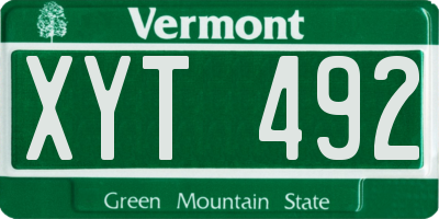 VT license plate XYT492
