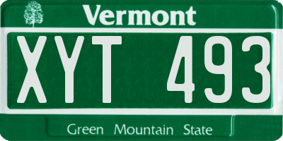 VT license plate XYT493