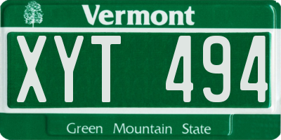 VT license plate XYT494