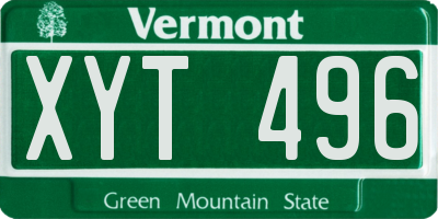 VT license plate XYT496
