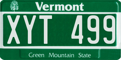 VT license plate XYT499