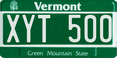 VT license plate XYT500